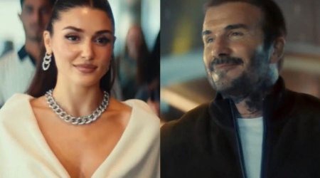 Hande Erçel Devid Bekhemlə eyni REKLAMDA
