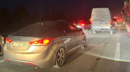 Bakı-Qazax yolu iflic vəziyyətdə - FOTO