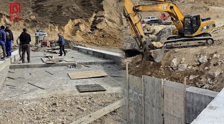 Ləzə kəndində selin dağıtdığı körpünün yerində yenisi tikilir – VİDEO