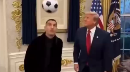 Tramp Ronaldo ilə futbol oynadı - VİDEO