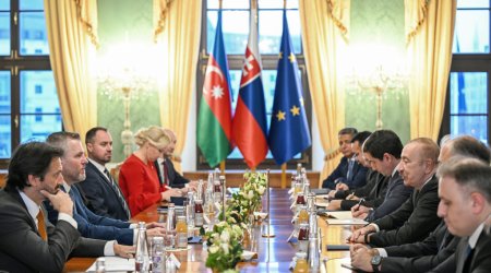 Bratislavada İlham Əliyevin Slovakiya Prezidenti ilə geniş tərkibdə görüşü olub - FOTO
