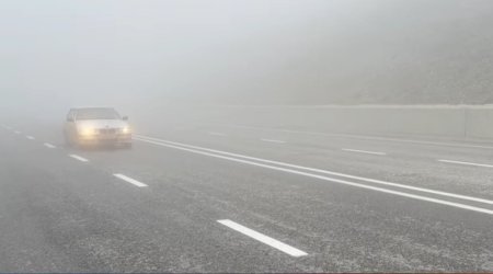 Qatı duman Muğanlı-İsmayıllı yolunda sürücülərə çətinlik yaratdı - VİDEO