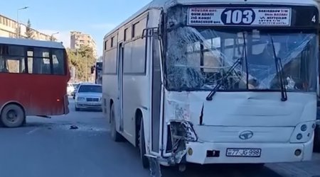 Bakıda zəncirvari qəzada üç avtobus TOQQUŞDU - VİDEO
