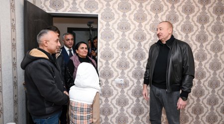İlham Əliyev Heyvalı kəndinə köçən Abbasovlar ailəsinin EVİNDƏ - FOTO/VİDEO