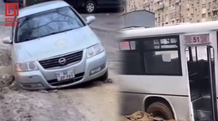 Bir gündə avtomobil və avtobus çuxura düşdü – Hər iki sürücüyə kompensasiya VERİLƏCƏK?