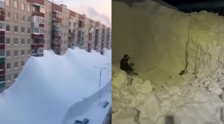 Qar binaların 4-cü mərtəbəsinə çatdı - VİDEO