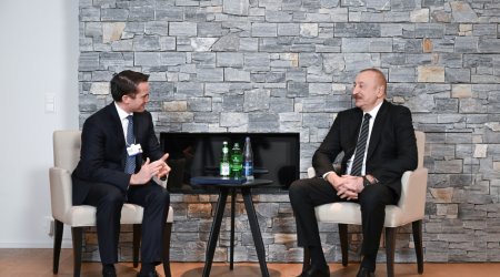 İlham Əliyev Davosda Konnor Teski ilə görüşdü &ndash; FOTO/VİDEO