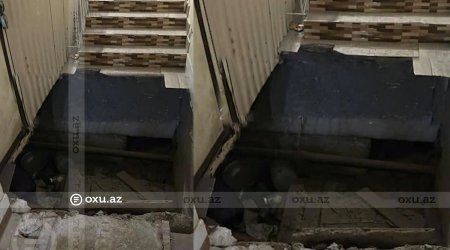 Bakıda binada blok çökdü: Sakinlər evdən çıxa bilmirlər &ndash; VİDEO