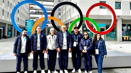 MOK rəsmiləri Milanda Atletlər kəndində - FOTO