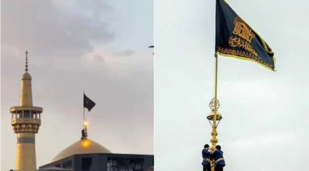 Məşhəddə Əli Xameneinin öldürülməsindən sonra qara matəm bayrağı qaldırıldı - VİDEO