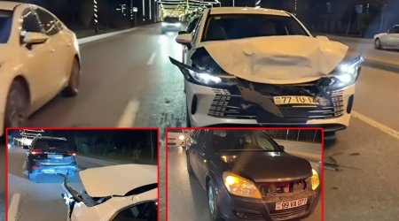 Sumqayıtda üç avtomobilin iştirakı ilə zəncirvari QƏZA - VİDEO