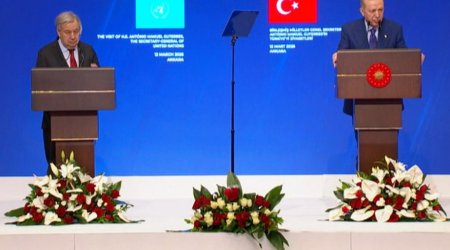 Ərdoğan BMT-nin Baş katibinə Beynəlxalq Atatürk Sülh Mükafatını TƏQDİM ETDİ