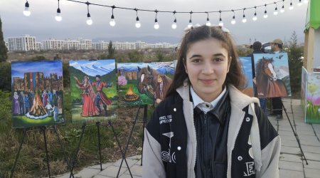Ağdamda yeniyetmə rəssamın əl işləri sərgiləndi - ÖZƏL/FOTO