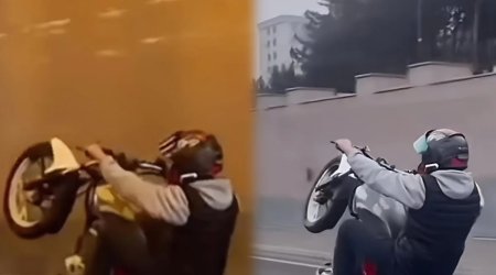 Bakıda təhlükəli manevrlər edən motosiklet sürücüsü CƏZALANDIRILDI - VİDEO