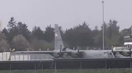 Balta ilə ABŞ-ın hərbi təyyarəsinə hücum etdi - VİDEO