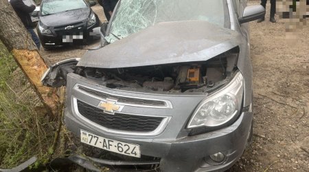 Qubada QƏZA: Avtomobil ağaca çırpıldı
