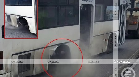 "Sulutəpə dairəsi"ndə sərnişin avtobusu təkərsiz sürüldü - VİDEO