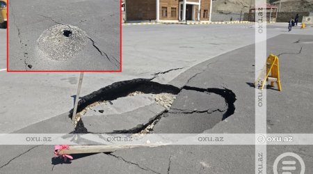 Naxçıvan şəhərində SÜRÜŞMƏ: Ərazidə böyük çatlar YARANDI - FOTO