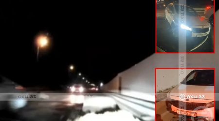 Bakıda yolda qazılmış çuxur qəzaya səbəb oldu - ANBAAN VİDEO