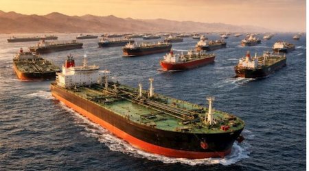 Hörmüz boğazında növbə gözləyən GƏMİLƏRİN görüntüləri yayıldı - VİDEO