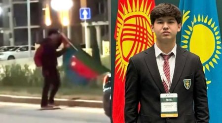 Yerə düşən Azərbaycan bayrağını qaldıran məktəbli mükafatlandırıldı – FOTO