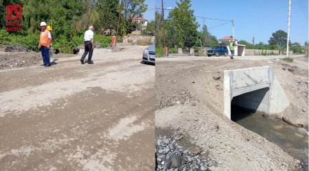 Apreldə sel sularının dağıtdığı yolda son vəziyyət &ndash; VİDEO