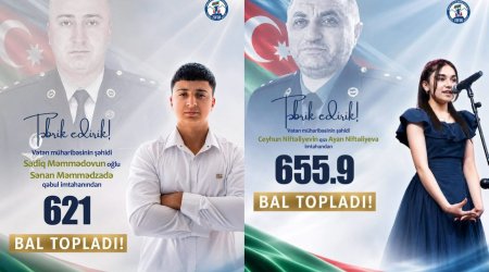 İki şəhidimizin övladı qəbulda yüksək bal topladı
