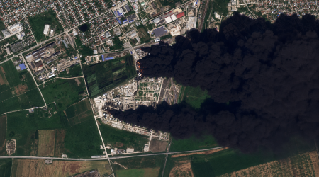 Slavyansk neft emalı zavodu dron hücumundan sonra - VİDEO