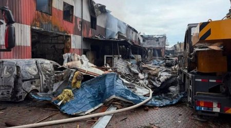 Rusiyanın dron hücumu: ABŞ şirkətinin Kiyevdəki anbarı yararsız hala düşdü