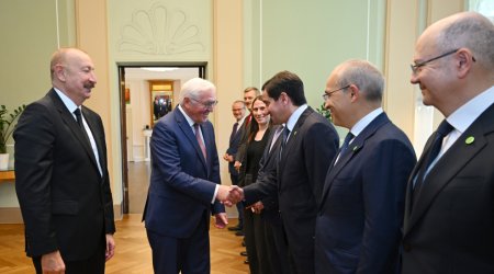 Azərbaycan və Almaniya prezidentlərinin geniş tərkibdə görüşü keçirildi - FOTO