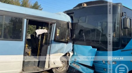 Bakıda iki avtobus TOQQUŞDU: Yaralılar var - Hadisə yerindən GÖRÜNTÜLƏR