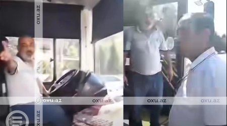 Sumqayıtda avtobus sürücüsü ilə sərnişin arasında mübahisə - VİDEO