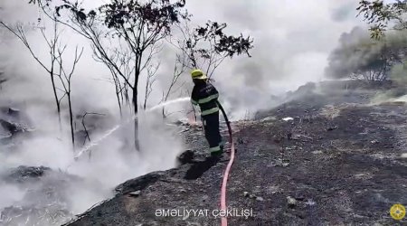 Bakıda təkər tullantıları yığılmış ərazidə yanğın söndürüldü &ndash; VİDEO