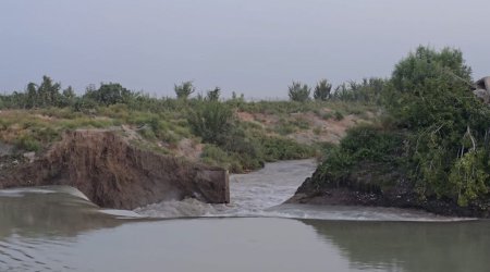 Göyçayda suvarma kanalı yarıldı &ndash; Ərazilər su altında qaldı &ndash; FOTO