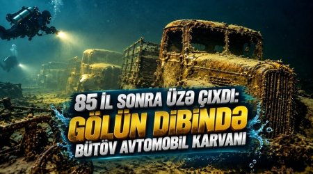 85 il sonra üzə çıxdı: Gölün dibində bütöv avtomobil karvanı &ndash; FOTO