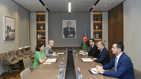 Ceyhun Bayramov missiyası başa çatan Fransa səfirini qəbul etdi – FOTO