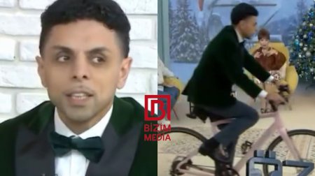 Əməkdar artist efirə velosipedlə gəldi - VİDEO