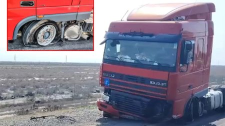 Ələt-Astara yolunda hərəkətdə olan yük avtomobilinin TƏKƏRİ PARTLADI &ndash; VİDEO