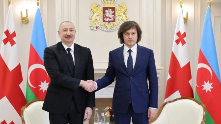 İlham Əliyevin Tbilisidə İrakli Kobaxidze ilə görüşündən YENİ VİDEO