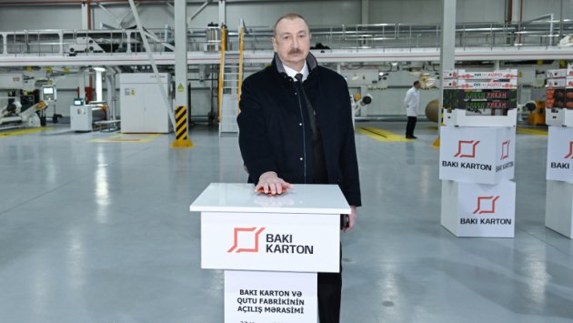 Sumqayıt Sənaye Parkında karton və qutu taralarının istehsalı müəssisəsinin açılışı oldu - FOTO