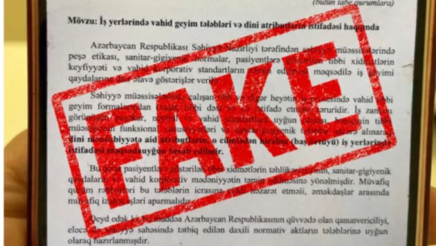 Tibb müəssisələrində hicab məhdudiyyəti ilə bağlı yayılan sənəd SAXTADIR - FOTO